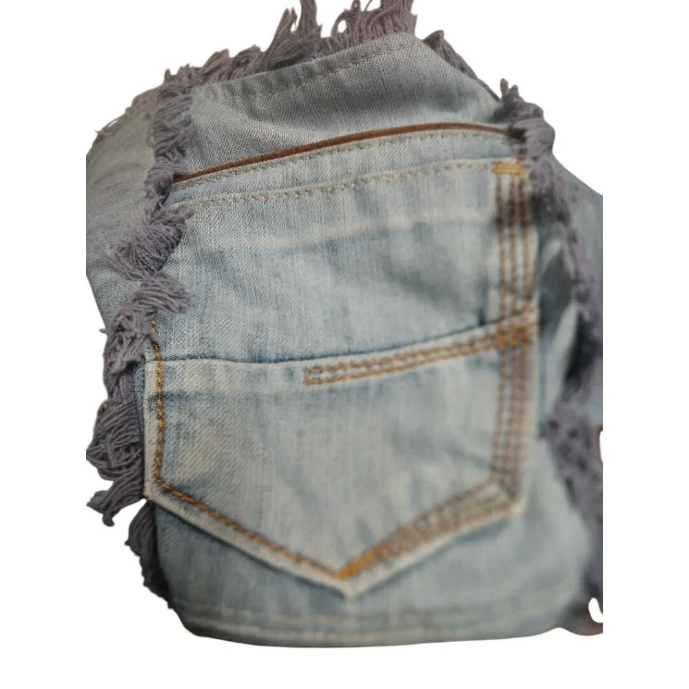 Large Myra Denim & Faux Leather Boho Tote Bag With Woven Aztec Pattern & Fringe